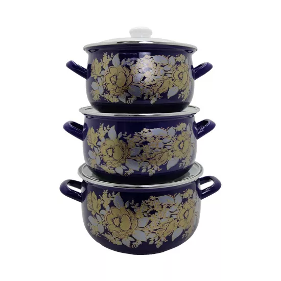 Qazan FR-6675 20-22-24 sm 3-Lü Set bənövşəyi (güllü)