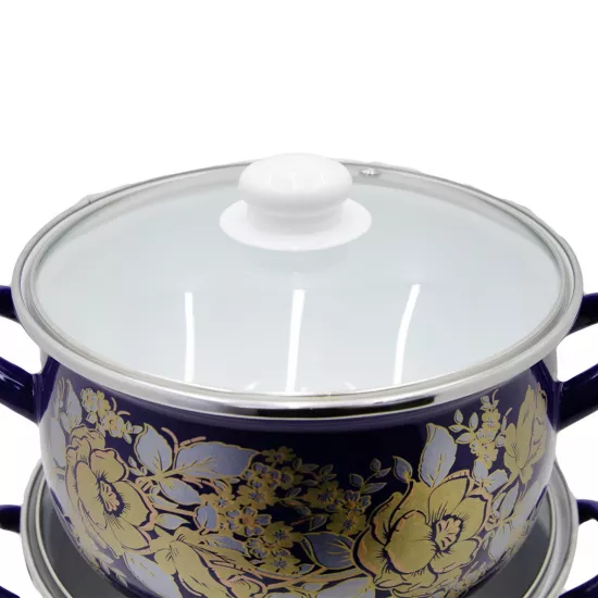 Qazan FR-6675 20-22-24 sm 3-Lü Set bənövşəyi (güllü)