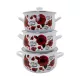 Qazan FR-6675 20-22-24 sm 3-Lü Set Ağ (güllü)