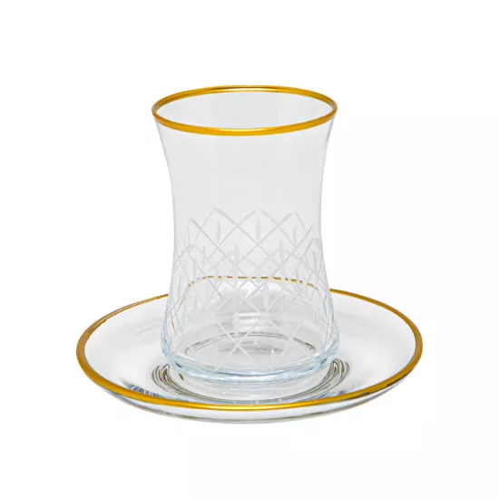Çay dəsti EVX-0110 12-parça şəffaf+qızılı inci (42733-A)