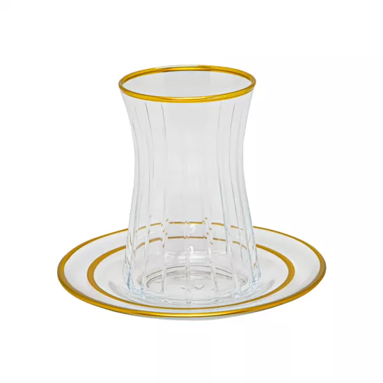 Çay dəsti EVX-0102 12-parça şəffaf+qızılı (42634-A)